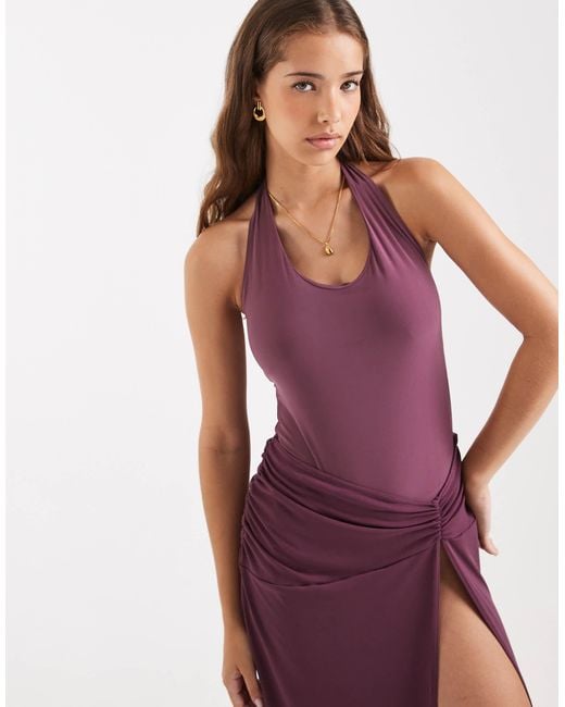 Miss Selfridge Red Halter Neck Maxi Dress