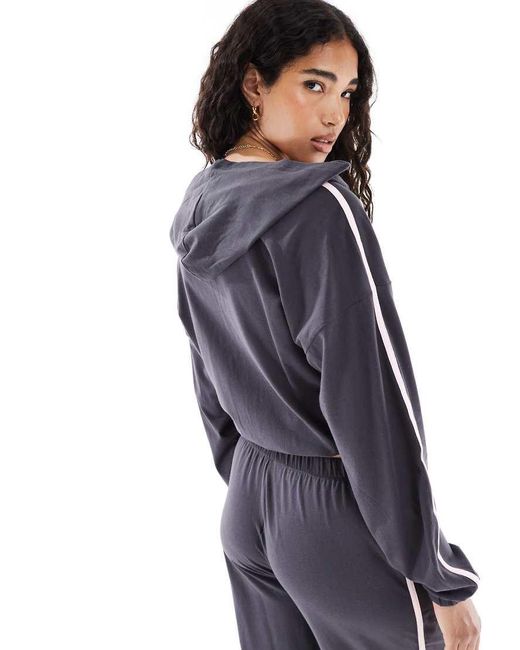 Cotton On Blue Departure Lounge Crop Hooded Zip Through