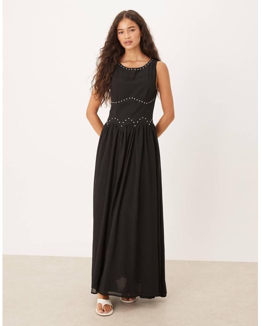 Never Fully Dressed Black Studded Maxi Dress