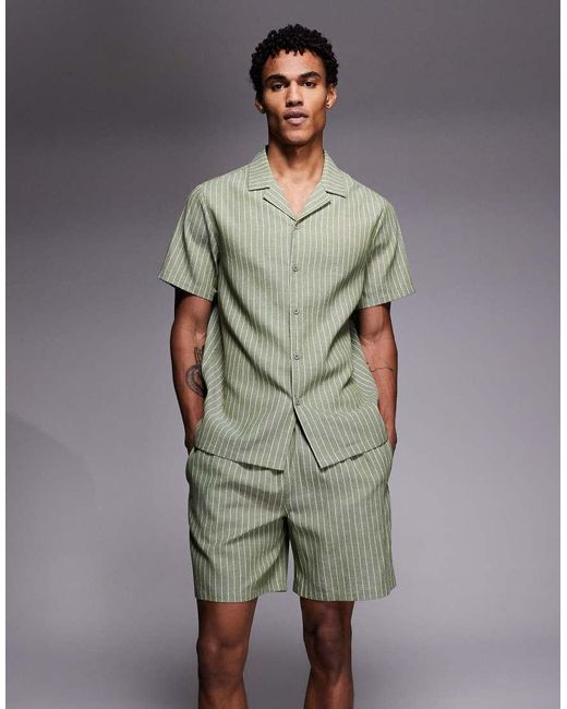South Beach Green Linen Short for men