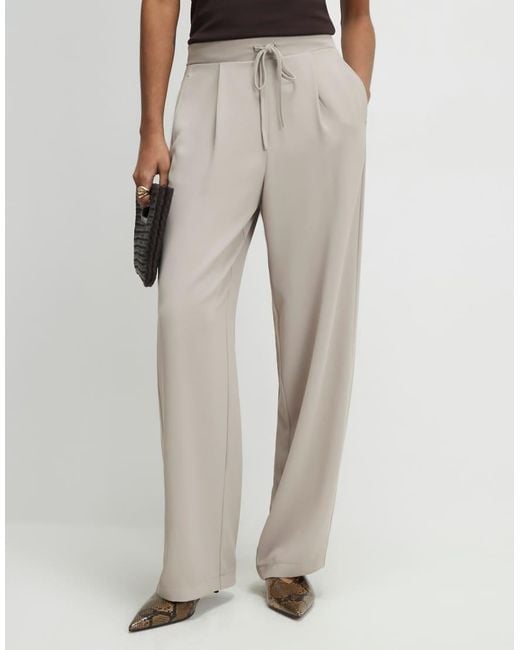 River Island Natural Tailored Elasticated Wide Leg Trousers