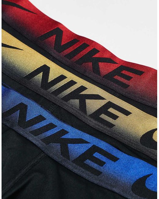 Nike Black Essential Microfiber 3 Pack Briefs With Colored Waistbands for men