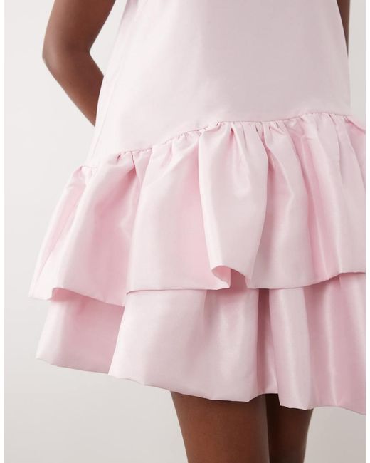 Y.A.S Pink Sleeveless exaggerated Asymmetric Ruffle Hem Mini Dress