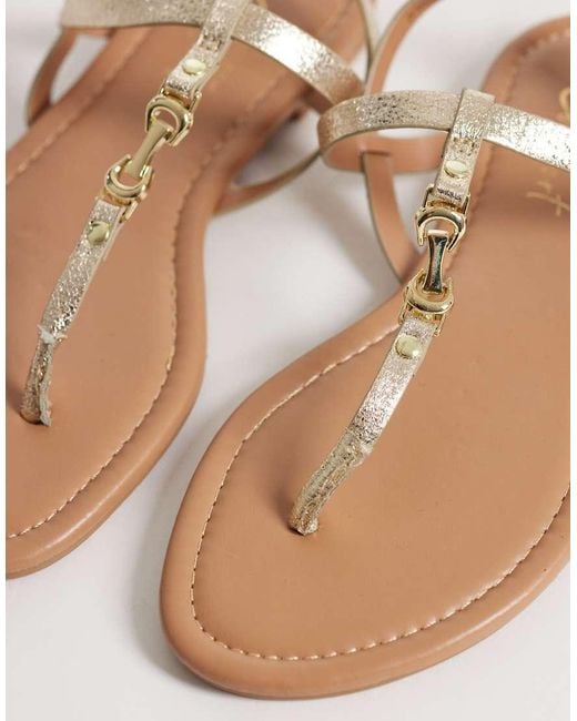 New Look Metallic Thong Metal Detail Flat Sandals