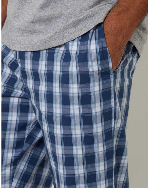 Threadbare Blue Short Sleeve Check Pyjama Set for men