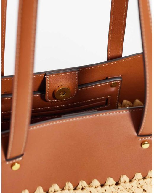 Mango White Small Woven Shoulder Bag