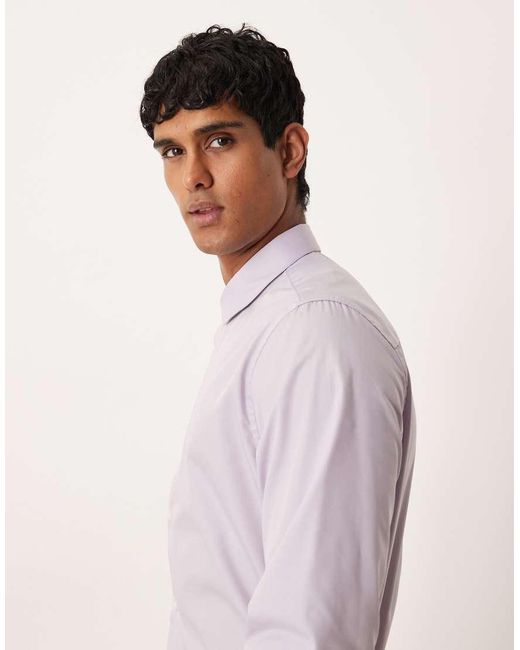 ASOS Purple Formal Easy Iron Poplin Regular Shirt for men