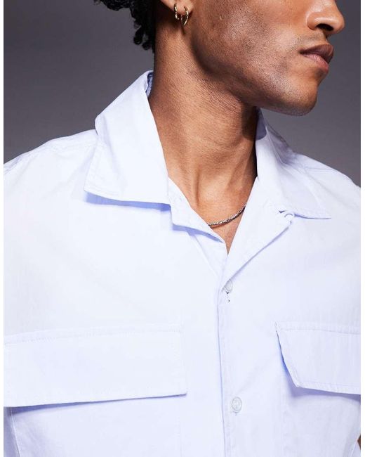 Bershka Utility Overhemd Met Zoom Met Trekkoord in het White voor heren