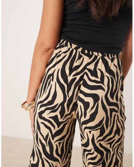 Vila White Zebra Print Wide Leg Trousers
