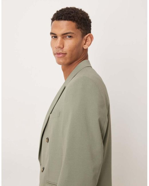 ASOS Green Double Breasted Regular Suit Jacket for men