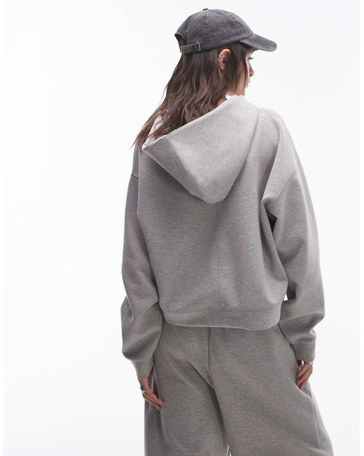 TOPSHOP Scuba Co Ord Zip Thru Hoodie in Grey Lyst UK