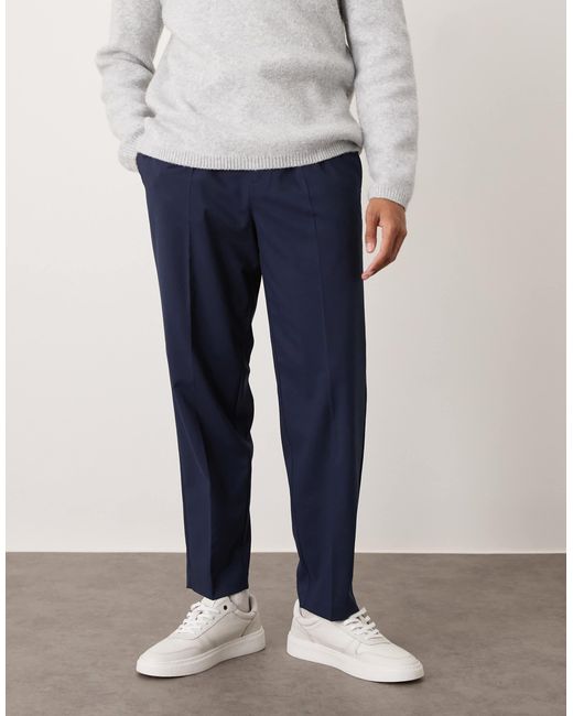ASOS Blue Relaxed Tapered Dress Pants for men