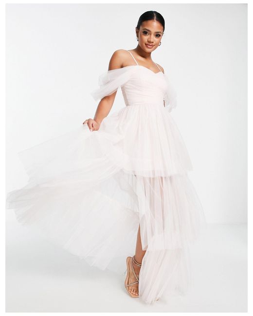 Vestido largo LACE \u0026 BEADS de Tul de color Rosa | Lyst