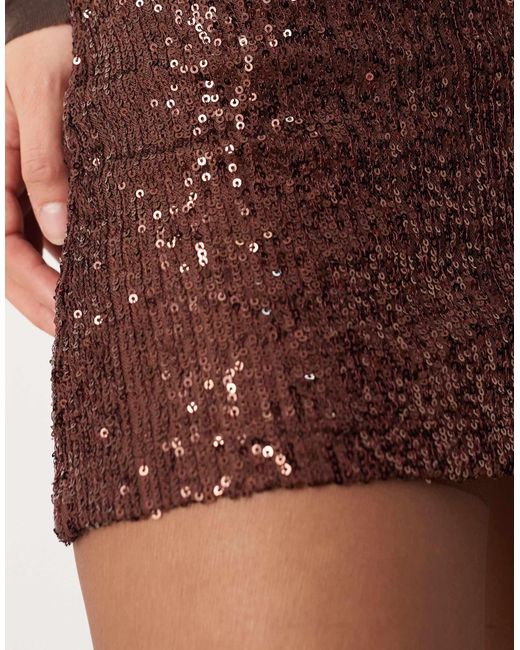 ASOS Brown Allover Sequin Micro Mini Skort