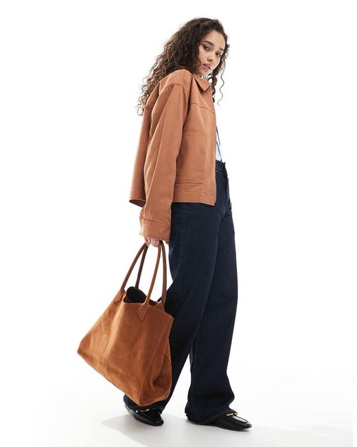 Chaqueta Marrón Con Solapas De Sarga De ASOS de color Blue