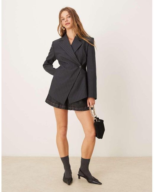 ASOS Black Tailored Nipped Waist Blazer With Cut-away Hem