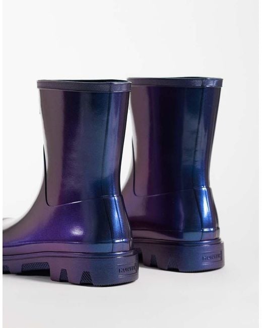 Hunter Blue Unisex Downpour Short Wellington Boots