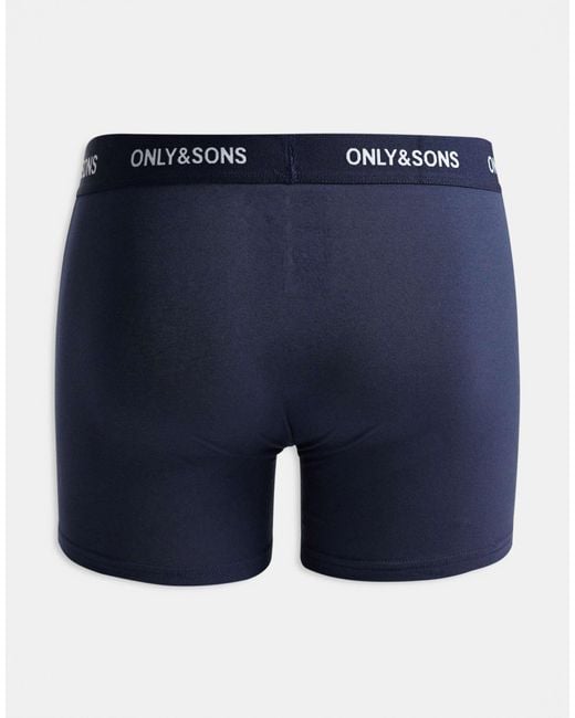 Only & Sons Blue 3 Pack Trunks for men