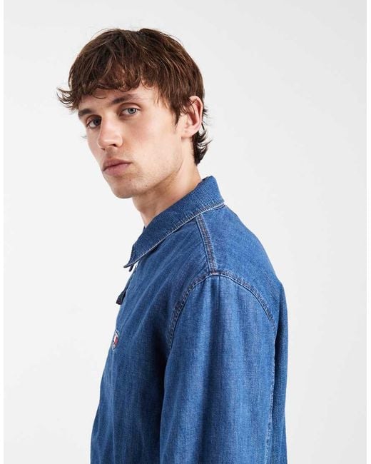 Tommy Hilfiger Blue Chambray Harrington Jacket for men