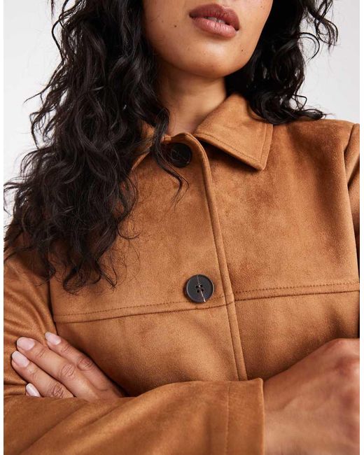 ONLY White Faux Suede Trucker Jacket
