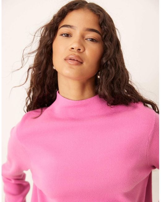 Mango Pink High Neck Jumper