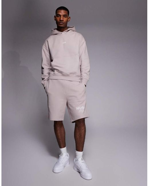 HUGO Purple Loose Fit Shorts Co-Ord With Logo Print for men
