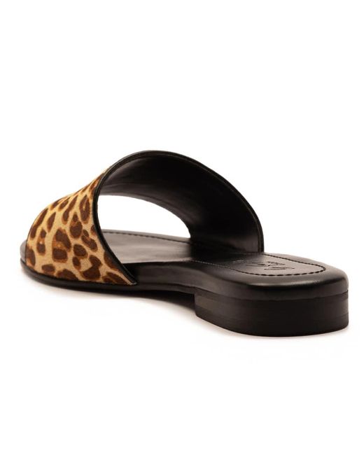 OFF THE HOOK Brown 'Strand' Leopard Print Leather Sandals Open Toe Flat Sandals