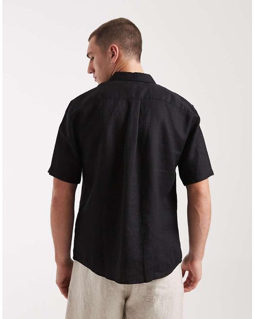 Cotton On Black Relaxed Linen Shirt for men