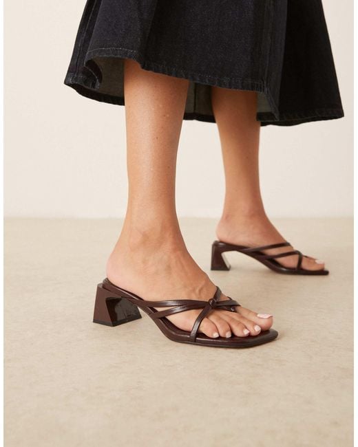ASOS Black Harper Strappy Mid Block Heeled Mules