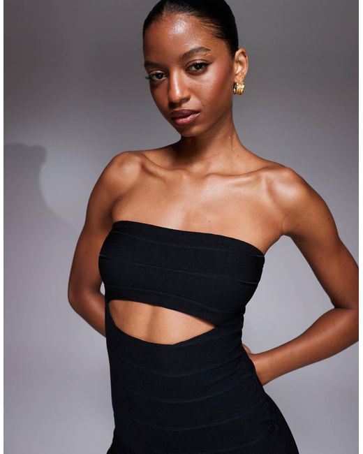 Exclusivité - - robe bandeau courte style bandage à découpe - noir Kaiia en coloris Red