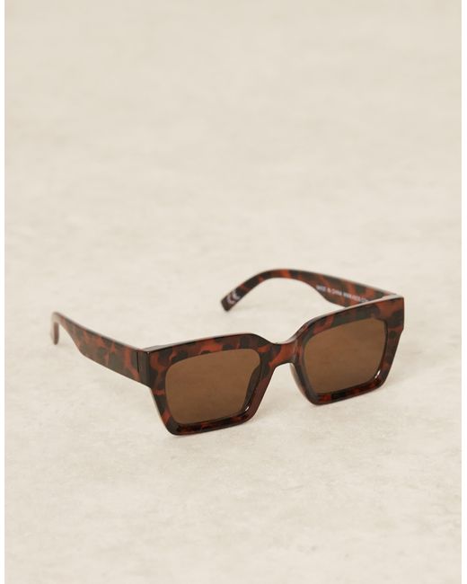 ASOS Brown – eckige sonnenbrille mit abgeschrägtem rahmen