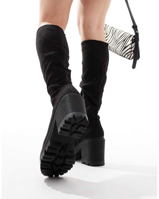 SEQWL Black Knee High Chunky Boots