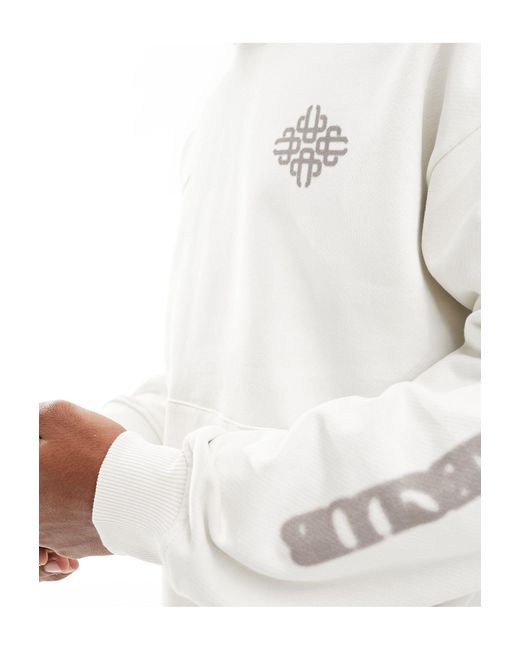 The Couture Club White Blurred Emblem Graphic Hoodie for men