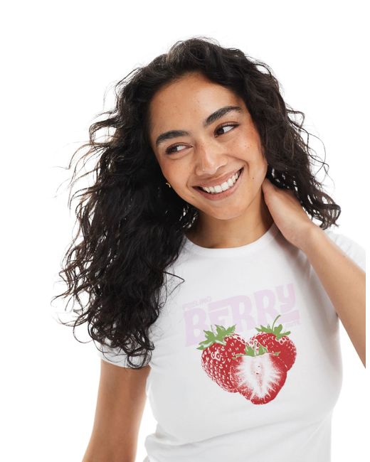 JJXX Black Gigi Baby Tee With Berry Print