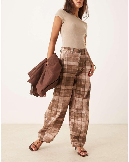 ASOS Natural Laundered Barrel Leg Trousers