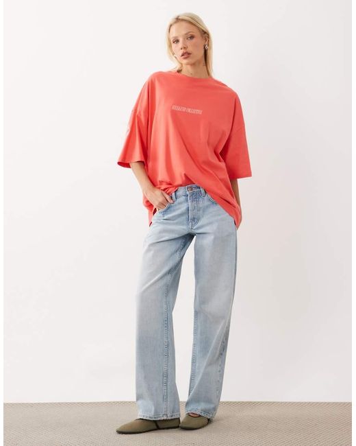 ASOS Red Weekend Collective Icon Oversized T-shirt With Stacked Back Logo