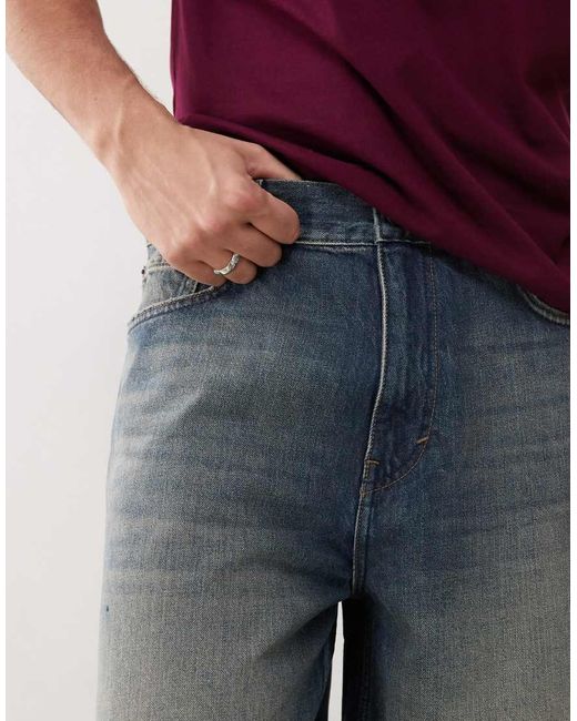 Weekday Red Galaxy baggy Denim Shorts for men