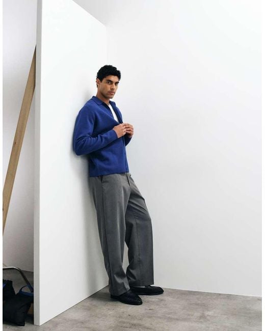 ASOS Blue Relaxed Compact Knitted Over Shirt for men