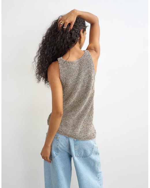 TOPSHOP Brown Knitted Asymmetric Vest
