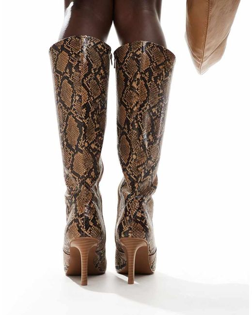 ASOS Natural Canberra Heeled 90s Knee Boots