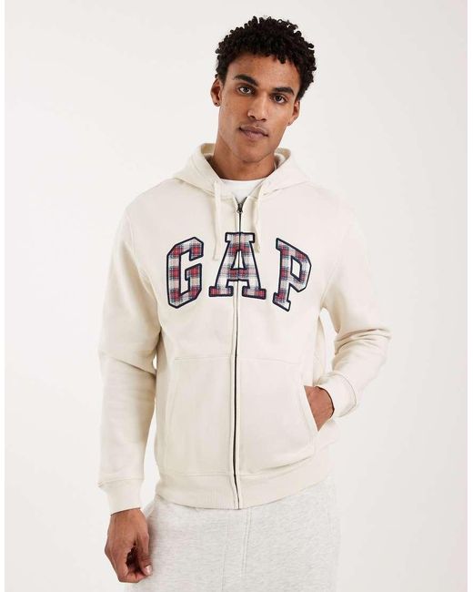 Gap White Logo Zip Through Hoodie for men