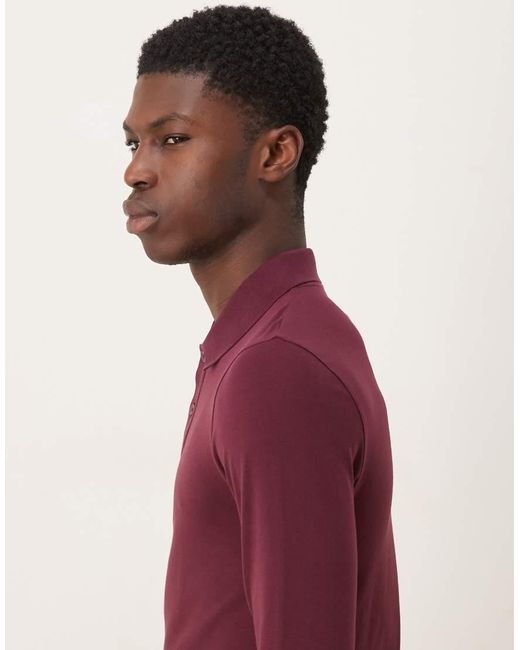 ASOS Red Essentials Muscle Fit Long Sleeve Polo for men