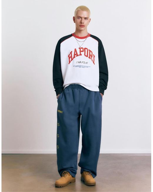 Pull&Bear Blue Varsity Round Neck Sweatshirt for men