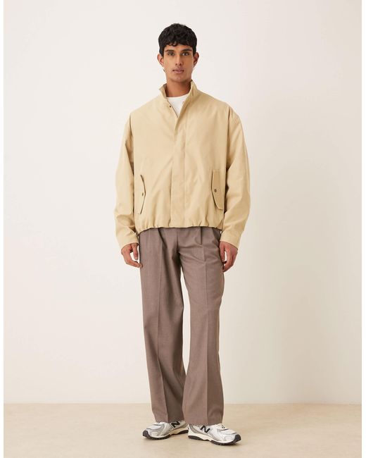 ASOS Natural Oversized Funnel Neck Jacket for men