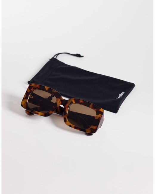 Kaiia Black Exclusive Chunky Rectangle Sunglasses