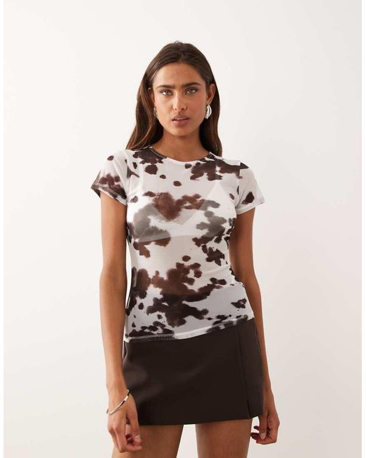 ASOS Brown Sheer Mesh Baby Tee