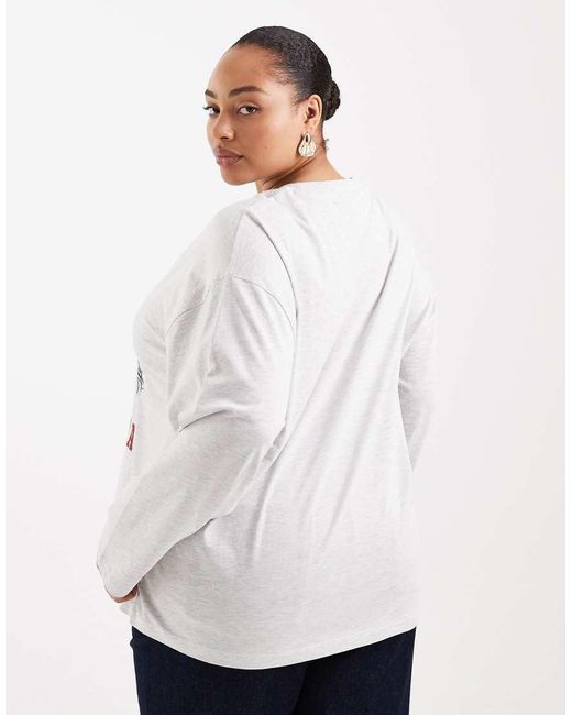 ASOS White Asos Design Curve Long Sleeve T-shirt With Texas Graphic