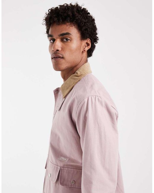 Pompeii UK Red Pompeii Canvas Field Jacket With Contrasting Collar for men