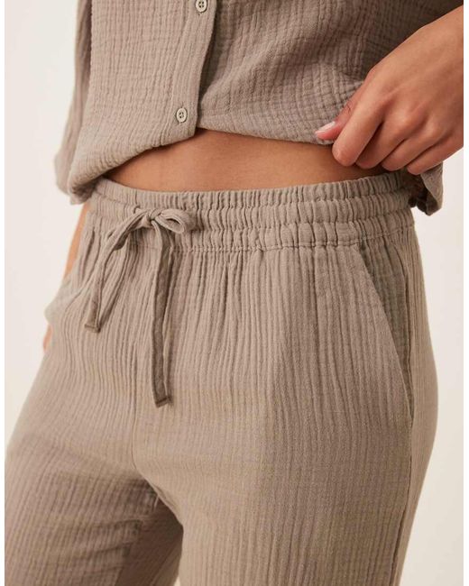 Jdy Brown Wide Leg Cheesecloth Trousers Co-Ord