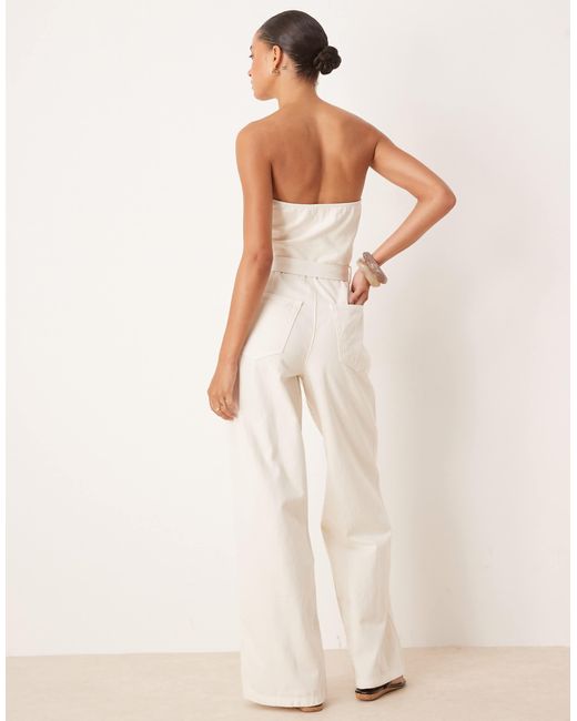 Mango Natural – trägerloser baumwoll-jumpsuit